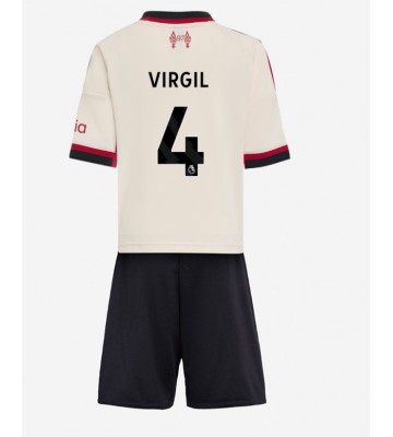 Liverpool Virgil van Dijk #4 Borta Kläder Barn 2025-26 Kortärmad (+ Korta byxor)